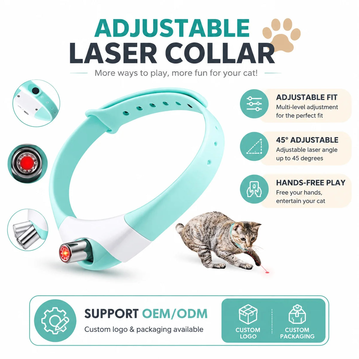 Adjustable Cat Laser Collar – Hands-Free Interactive Toy with USB Rechargeable Design