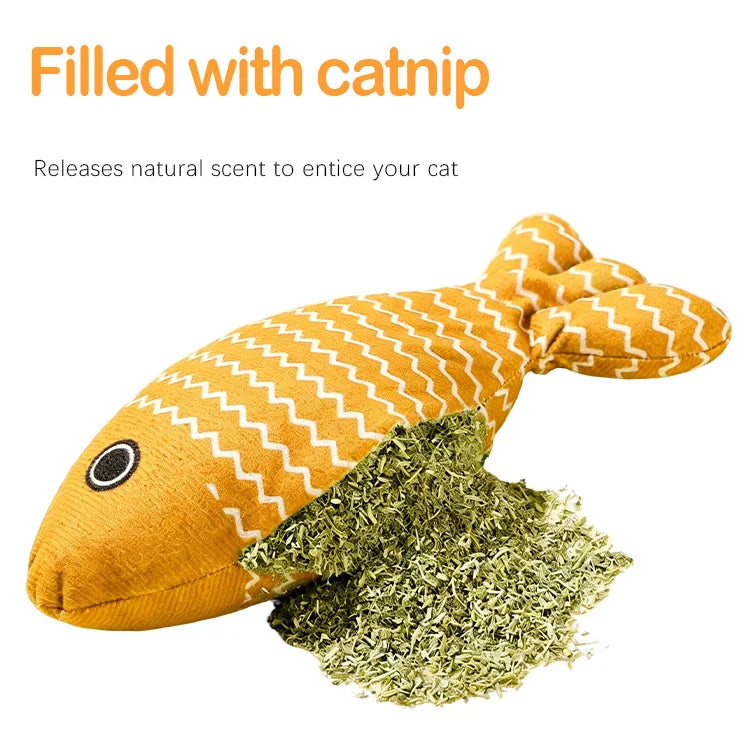 Catnip Fish Chew Toy – Plush Interactive Dental Toy for Indoor Cats