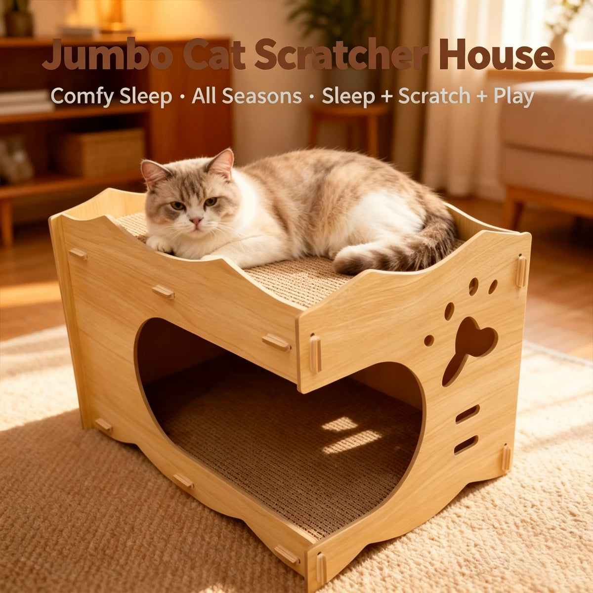 Eco-Friendly Adjustable Cat Scratching Post – Durable Double-Sided Cardboard Scratcher with Floral Design