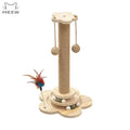 31" Solid Wood Cat Scratching Post – Eco-Friendly Cat Tree with Sisal Pole, Interactive Track Balls & Hanging Toy