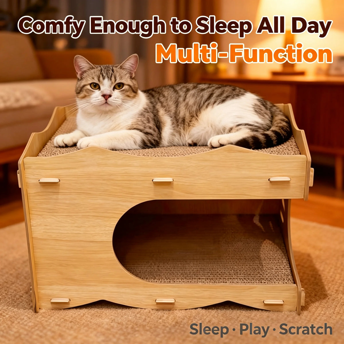 Eco-Friendly Adjustable Cat Scratching Post – Durable Double-Sided Cardboard Scratcher with Floral Design