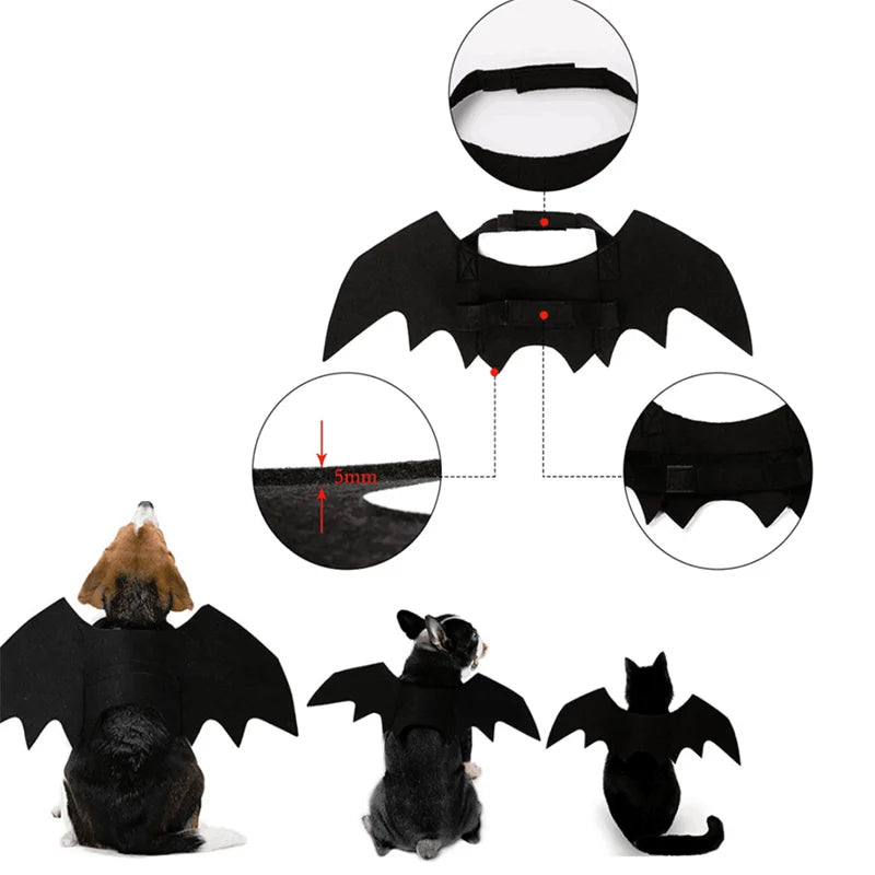 Bat Wings Costume for Cats & Dogs – Halloween Pet Costume & Party Accessory