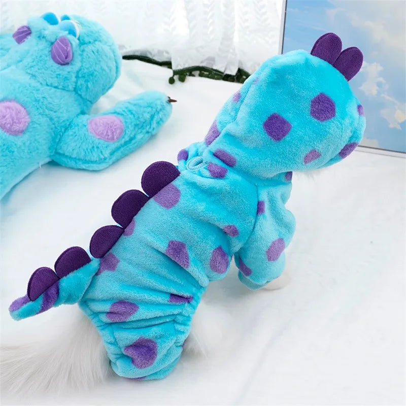 Cute Dinosaur Fleece Cat Coat – Warm & Cozy Winter Pet Jacket