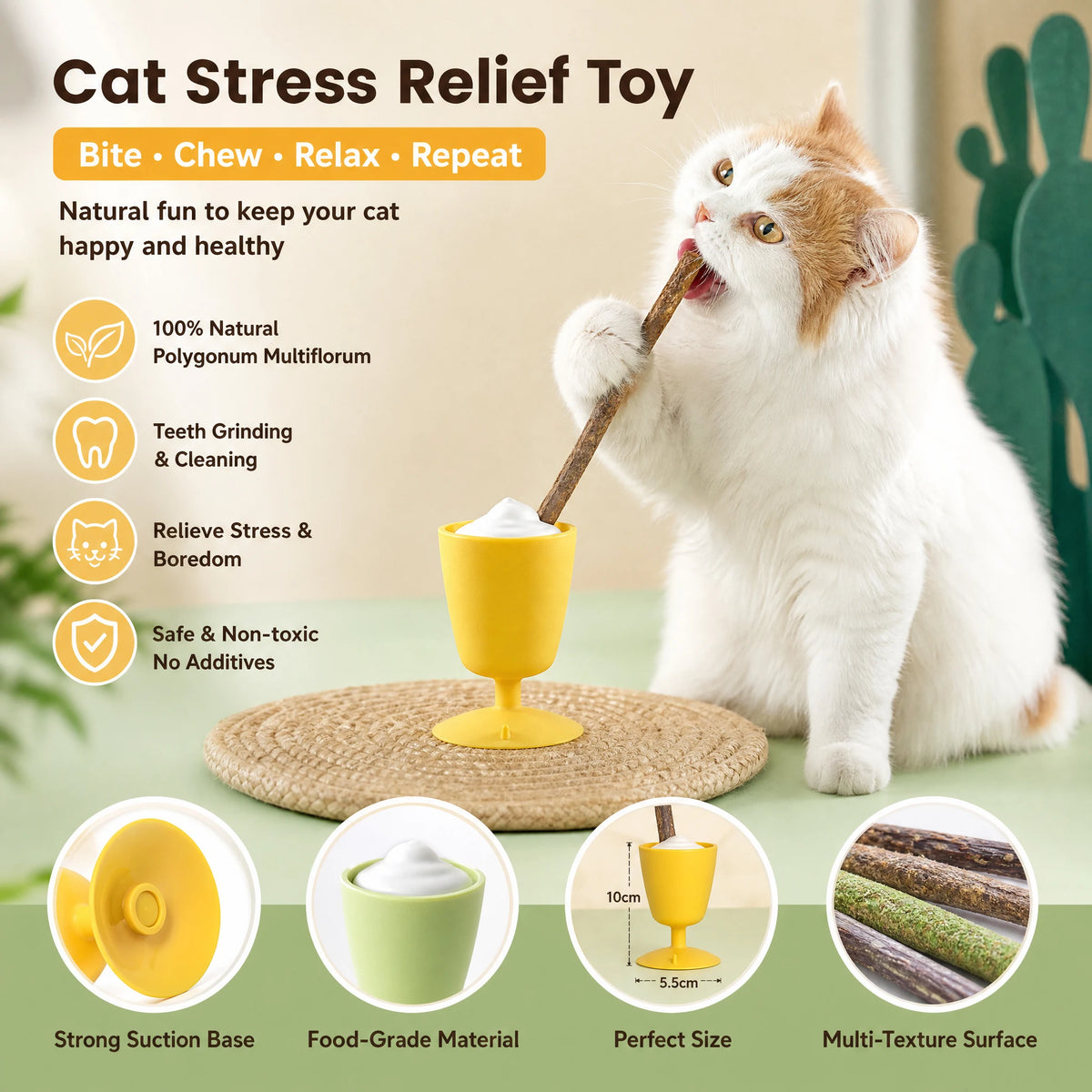 Catnip Silicone Chew Toy – Interactive Dental Teething Stick for Cats & Kittens