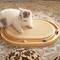 Interactive Bamboo Cat Scratcher – Wooden Cat Scratching Board with Ball Track for Indoor Cats