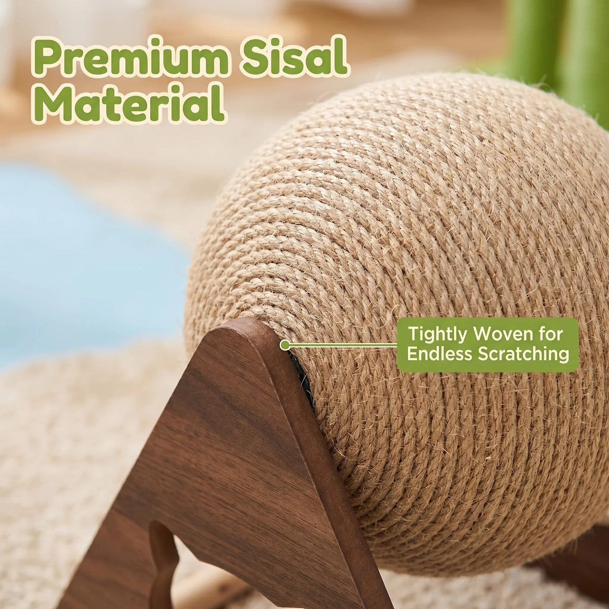 Luxury Interactive Wooden Cat Scratcher – Sisal Ball Cat Tree with Climbing & Rotating Play Features