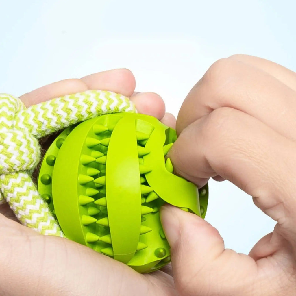 Dog Toy Bite-resistant cotton rope Handheld treat ball for teeth cleaning and training, interactive educational toy ball