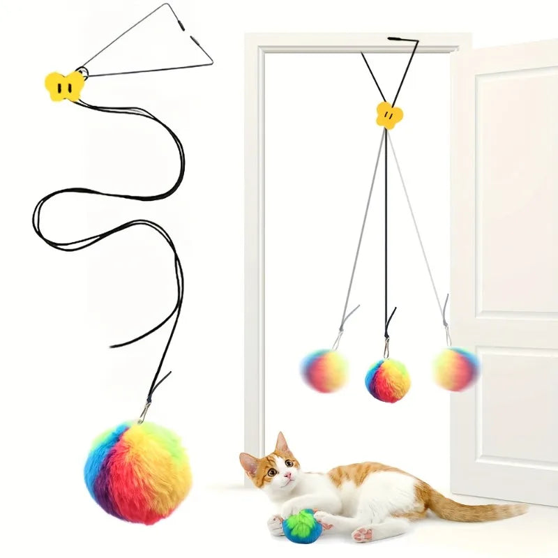 PurrPlay™ Colorful Hanging Cat Toy – Interactive Door Teaser & Self-Play Swing