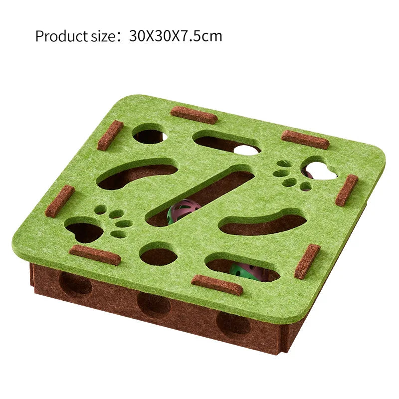 PurrMaze™ Interactive Cat Puzzle Box – Felt Maze, Tunnel & Bell Ball Toy