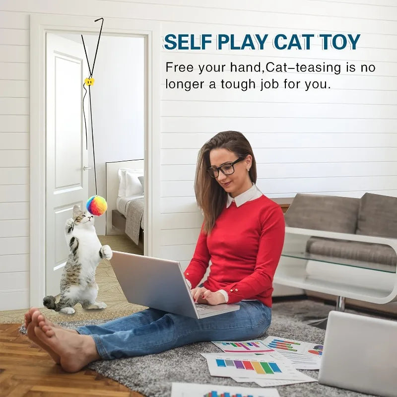 PurrPlay™ Colorful Hanging Cat Toy – Interactive Door Teaser & Self-Play Swing