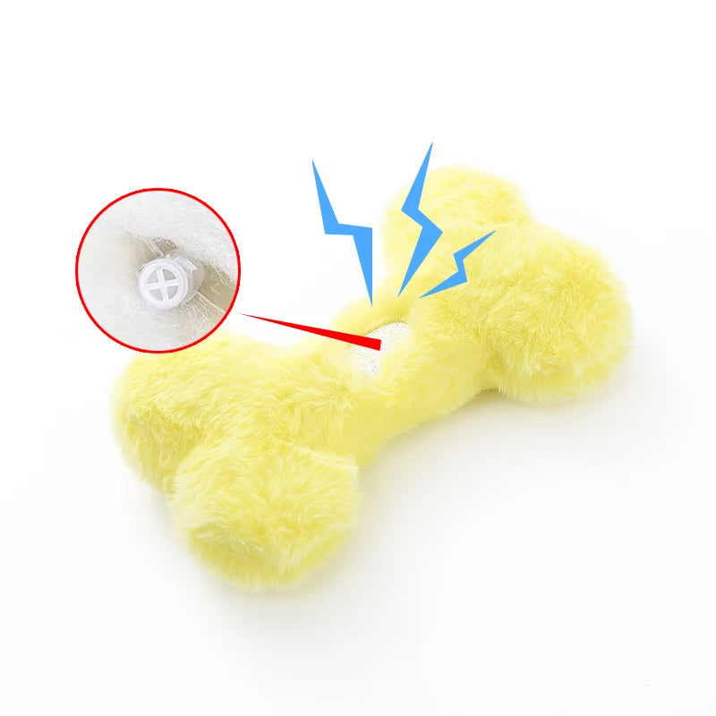 Cute love bone plush singing dog toy with BB called teeth grinding bite resistant interactive play pet supplies