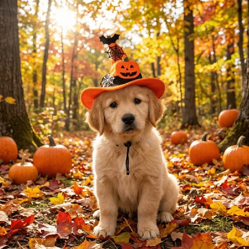 Halloween Cat & Dog Hat – Adjustable Pumpkin Bell Costume Hat