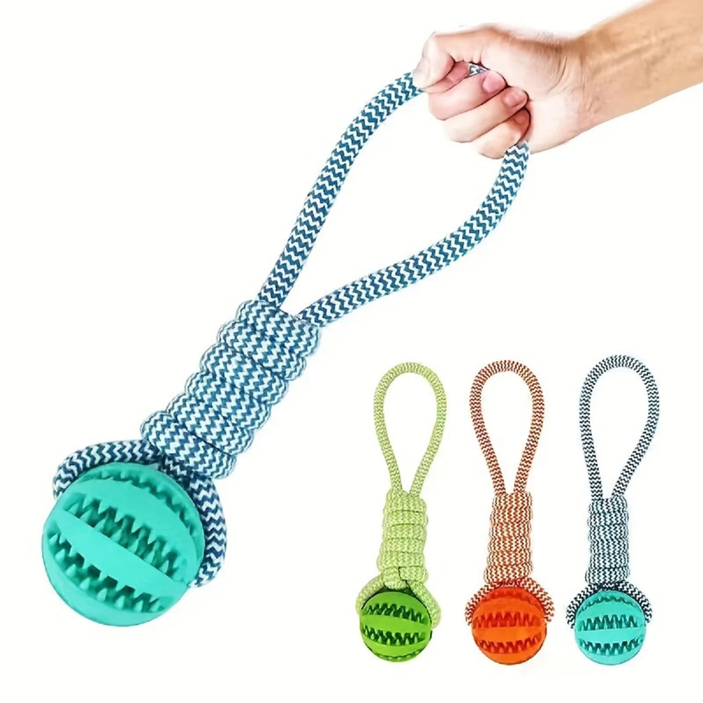 Dog Toy Bite-resistant cotton rope Handheld treat ball for teeth cleaning and training, interactive educational toy ball