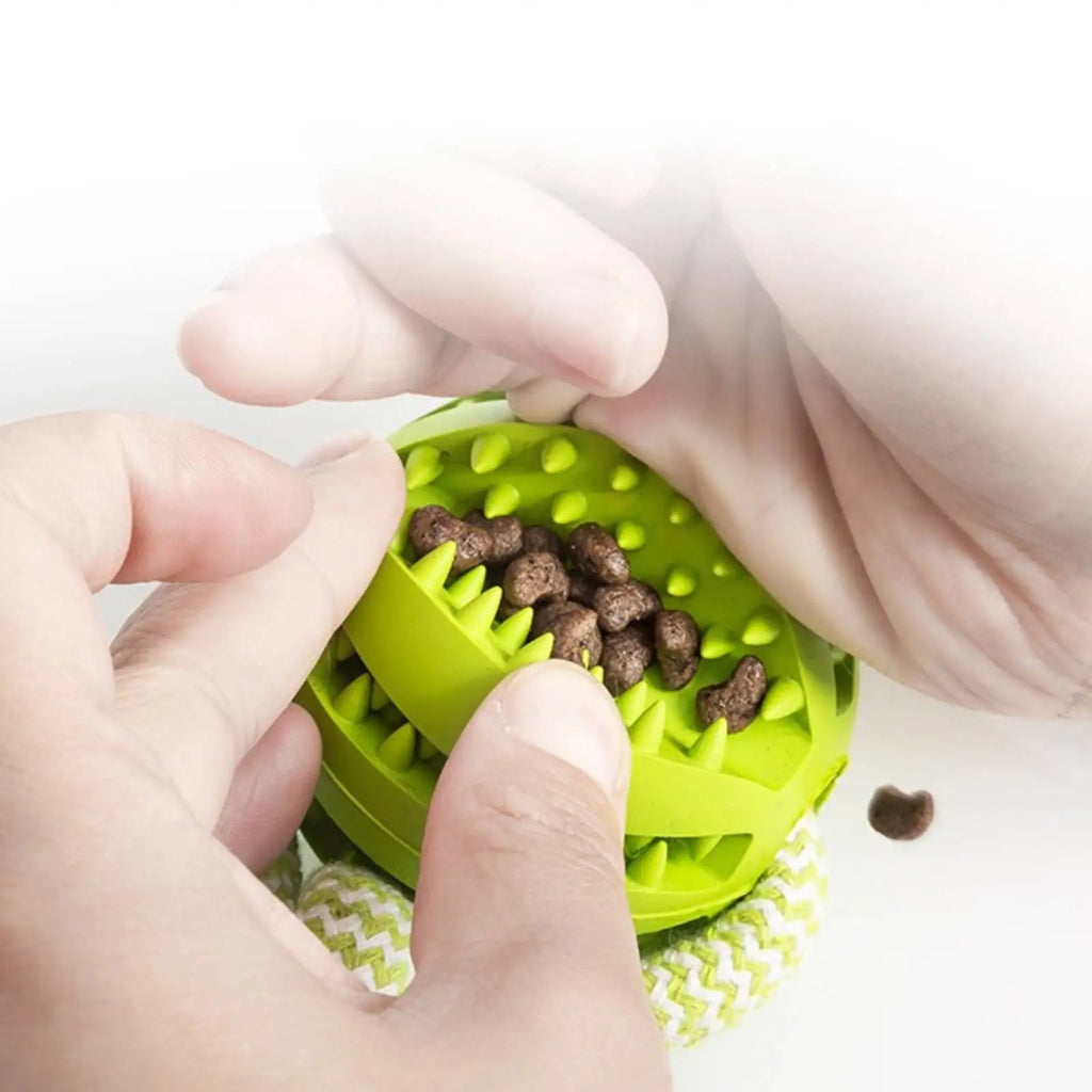 Dog Toy Bite-resistant cotton rope Handheld treat ball for teeth cleaning and training, interactive educational toy ball