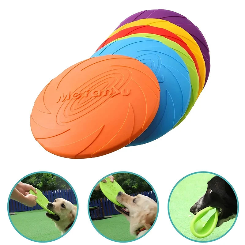 Dog Toy Silicone Flying Disc Fashion Multicolor Resistant Chew Toy Puppy Outdoor Game Trainning Interactive Supplies