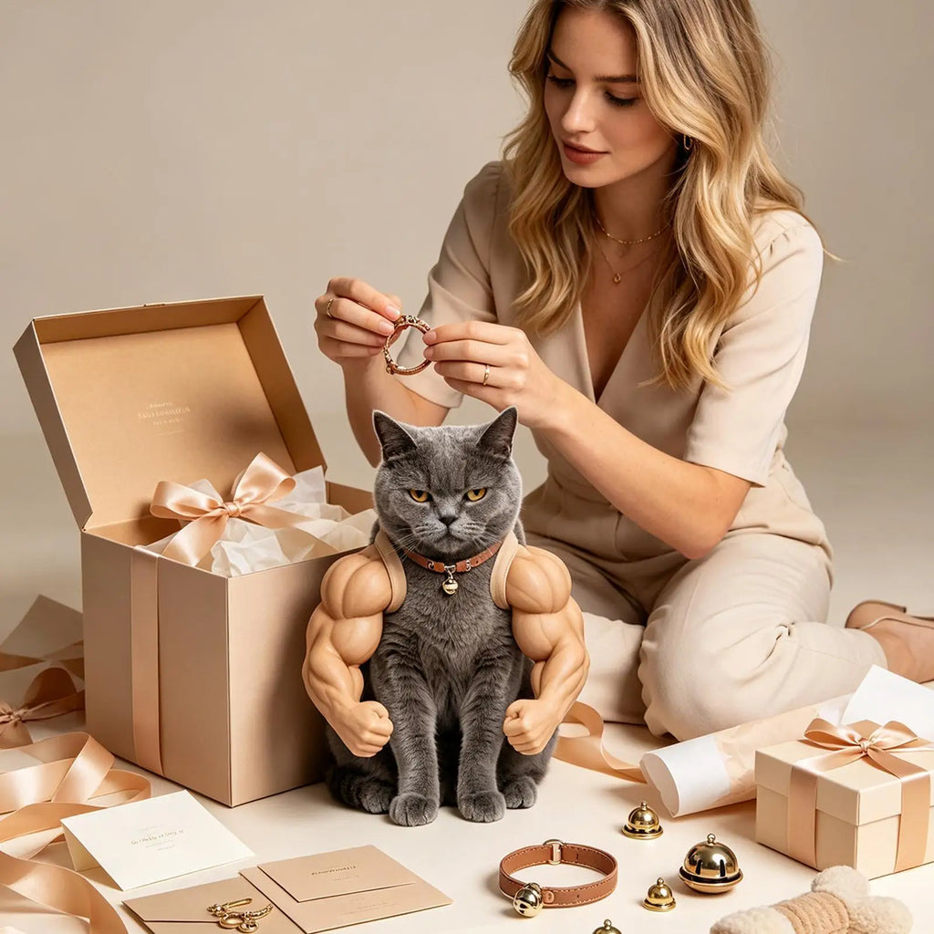 Funny Muscle Arm Cat Costume – 3D Printed Outfit for Holidays & Performances