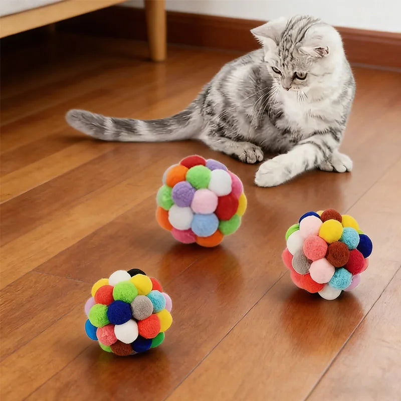 2 pieces/5 pieces cat ball toy elastic bell ball self-entertainment ball teaser for cats suitable for indoor cats and kittens chew toy random color