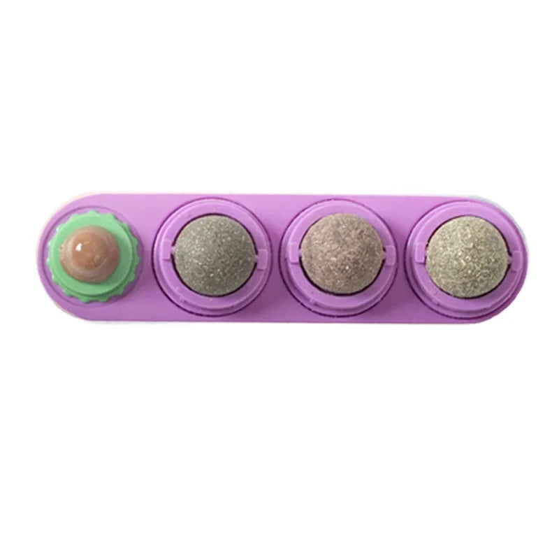 PurrClean™ 4-in-1 Silvervine Cat Ball – Rotating Dental & Interactive Wall Toy