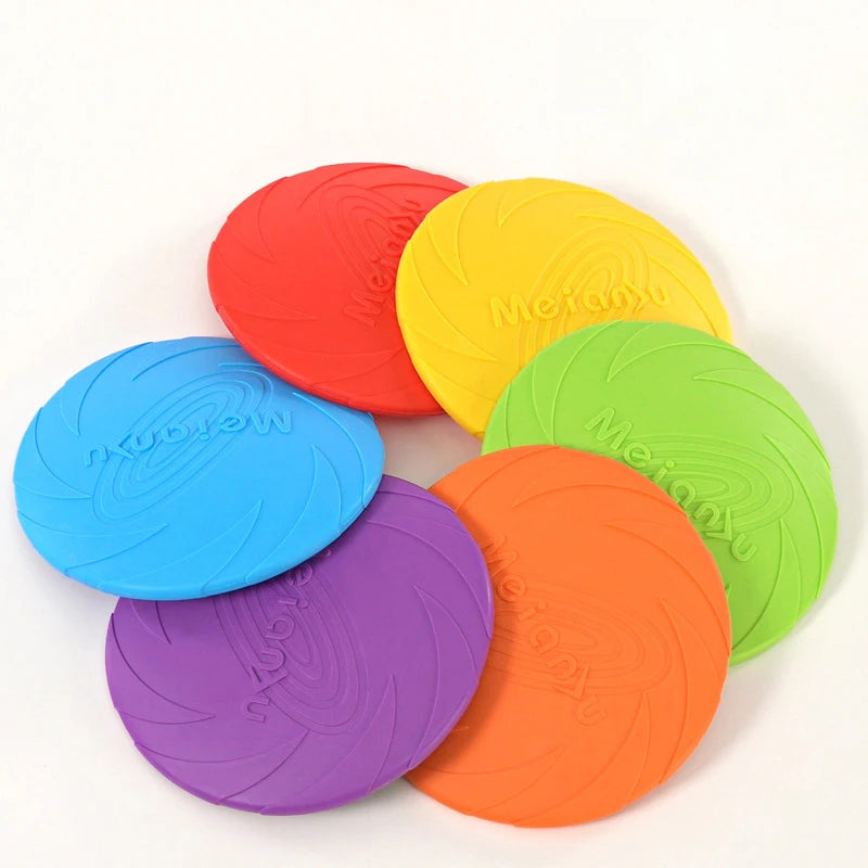 Dog Toy Silicone Flying Disc Fashion Multicolor Resistant Chew Toy Puppy Outdoor Game Trainning Interactive Supplies