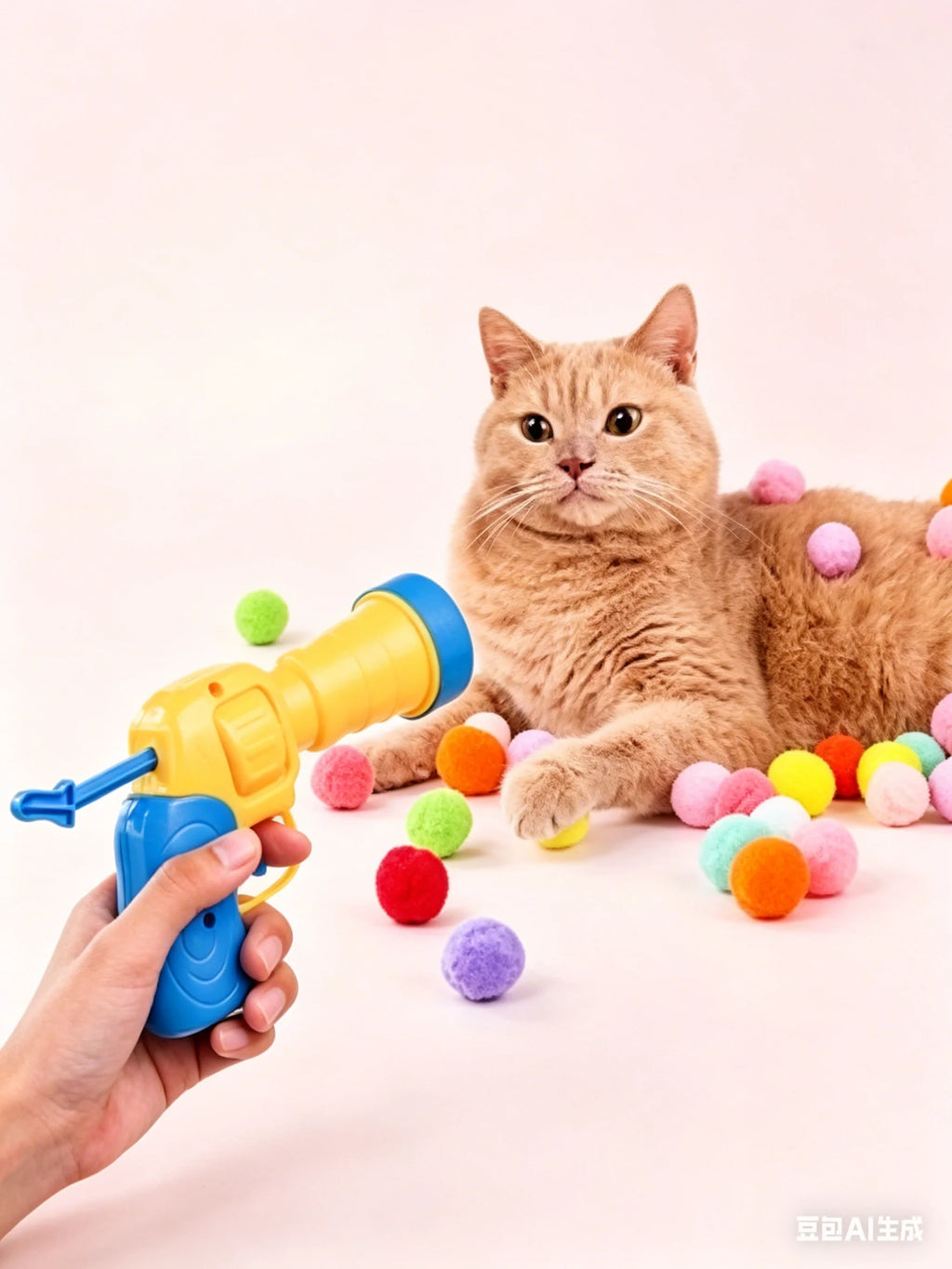 21-piece cat playset: includes 1 transmitter and 20 plush balls in random colors, perfect as an interactive toy for indoor cats