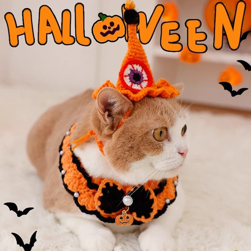Cute Halloween Cat Collar – Kawaii Scarf Costume for Cats