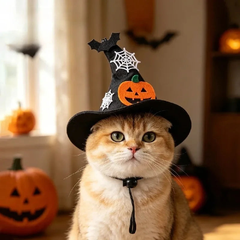 Halloween Cat & Dog Hat – Adjustable Pumpkin Bell Costume Hat
