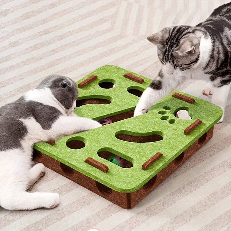 PurrMaze™ Interactive Cat Puzzle Box – Felt Maze, Tunnel & Bell Ball Toy