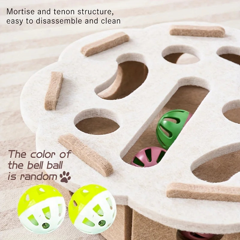 PurrMaze™ Interactive Cat Puzzle Box – Felt Maze, Tunnel & Bell Ball Toy