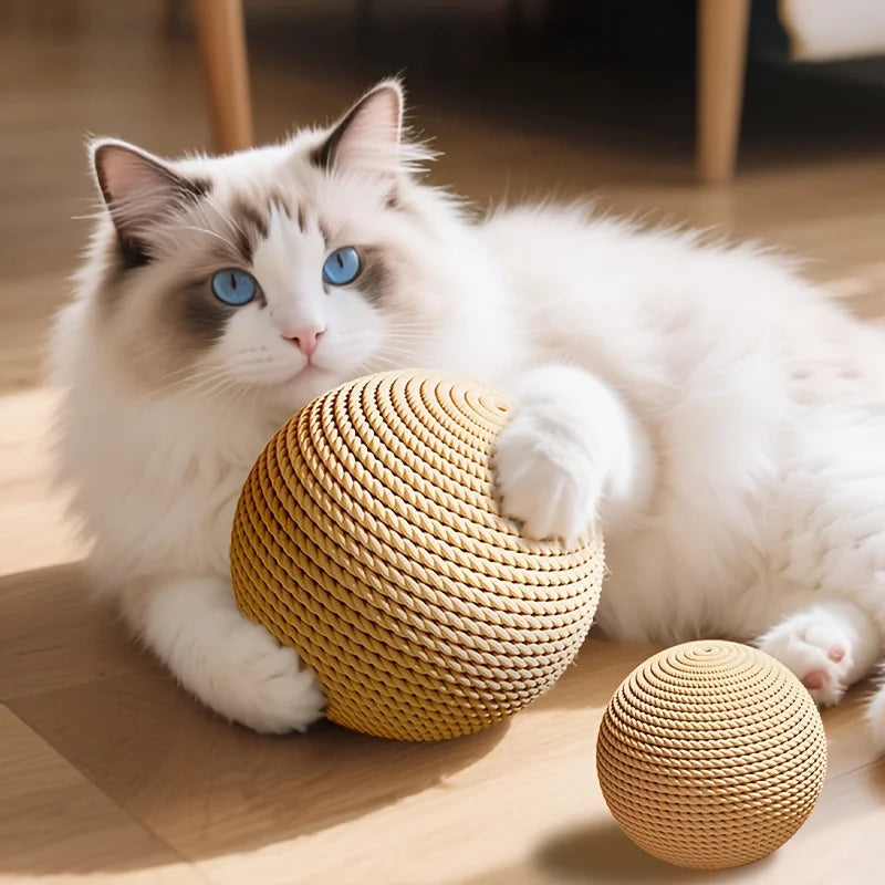 Large sisal cat ball, interactive self-entertaining scratching post, chew and teeth cleaning toy for kittens, indoor cats