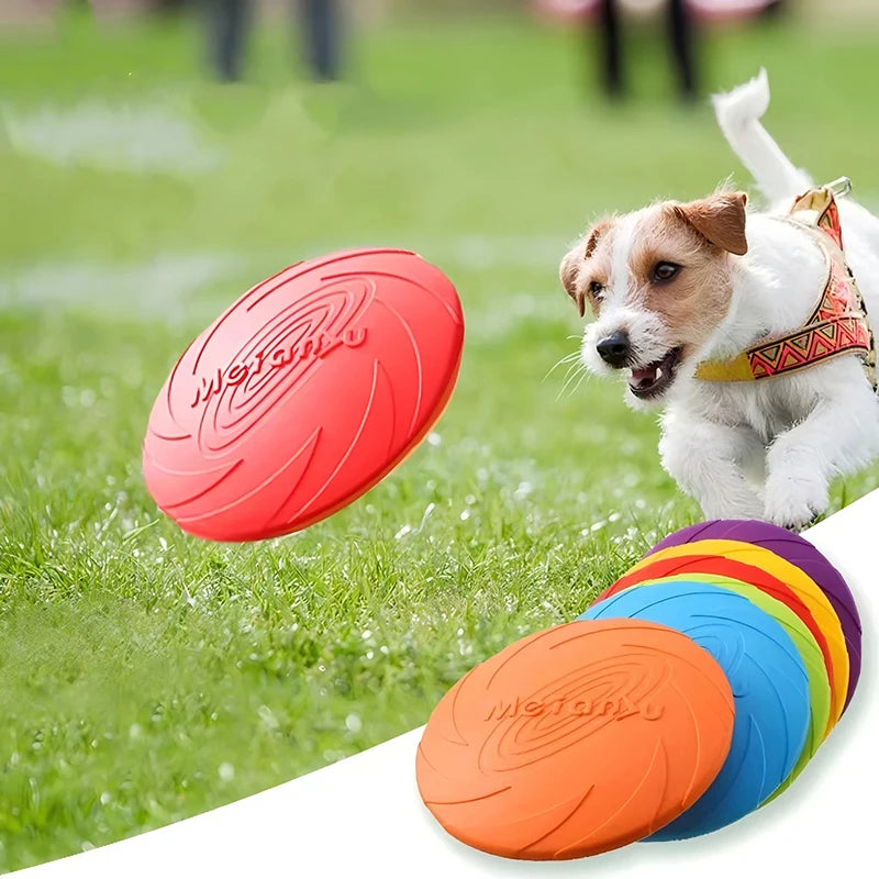 Dog Toy Silicone Flying Disc Fashion Multicolor Resistant Chew Toy Puppy Outdoor Game Trainning Interactive Supplies