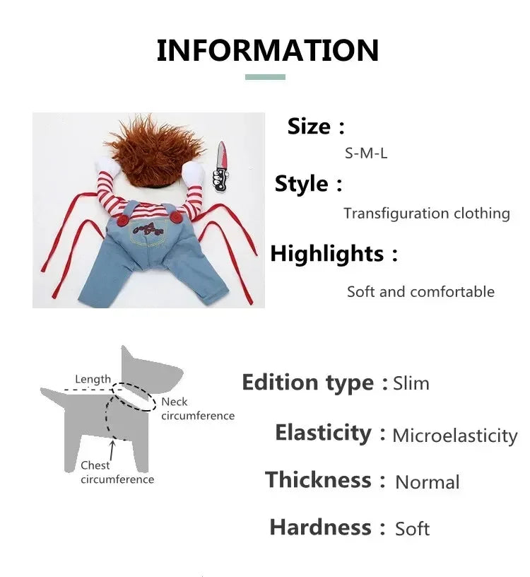 Funny Halloween Pet Costume – Adorable Adjustable Cosplay Outfit for Small & Medium Dogs & Cats