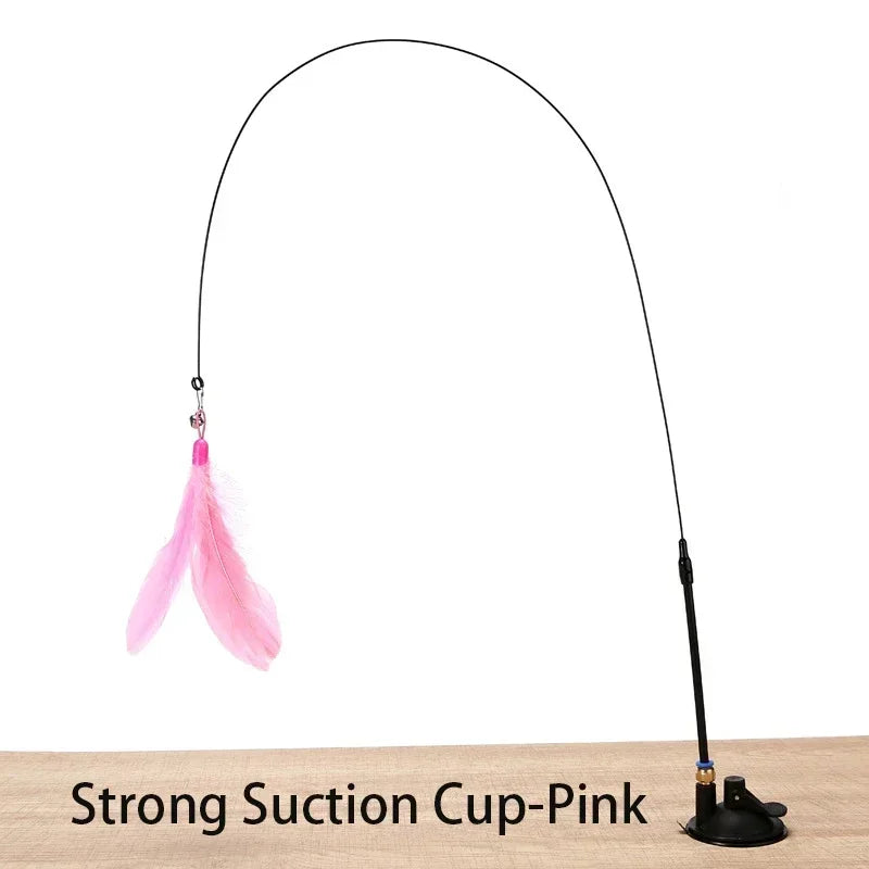 PurrStick™ Suction Cup Cat Teaser – Interactive Feather Wand & Bell Toy