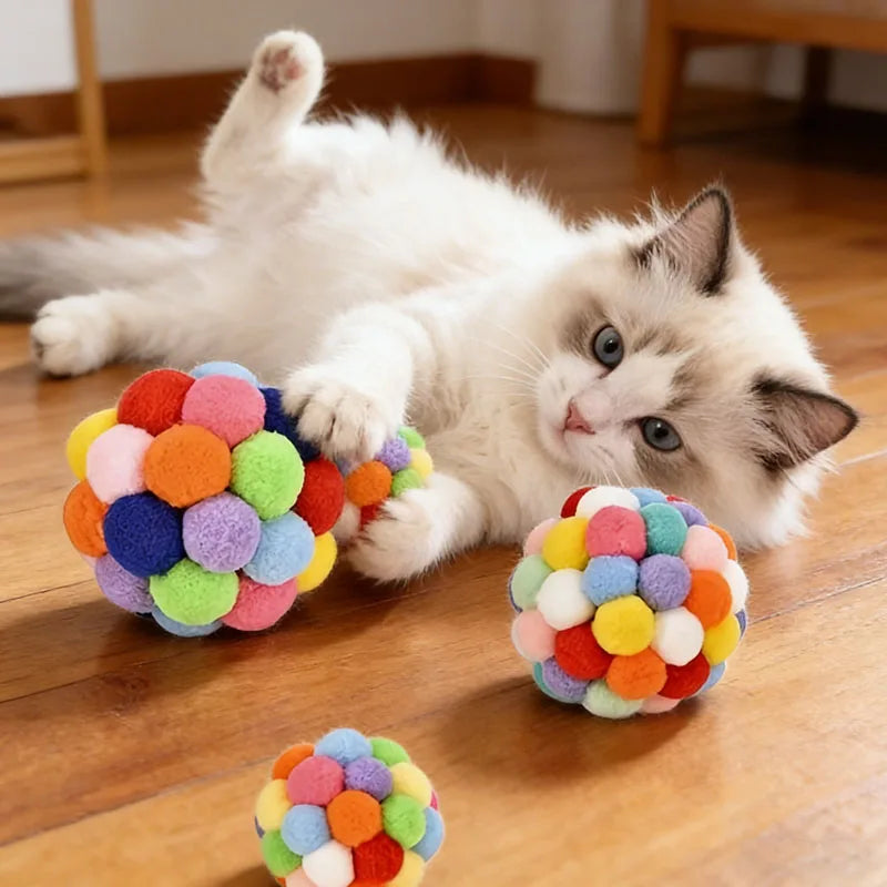 2 pieces/5 pieces cat ball toy elastic bell ball self-entertainment ball teaser for cats suitable for indoor cats and kittens chew toy random color