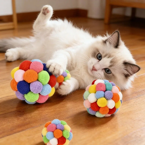 2 pieces/5 pieces cat ball toy elastic bell ball self-entertainment ball teaser for cats suitable for indoor cats and kittens chew toy random color