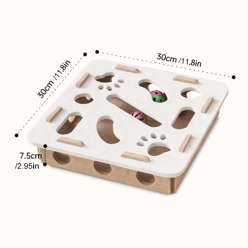 PurrMaze™ Interactive Cat Puzzle Box – Felt Maze, Tunnel & Bell Ball Toy