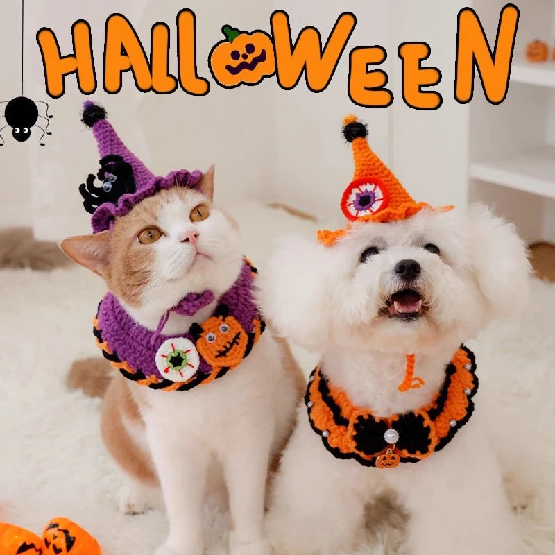 Cute Halloween Cat Collar – Kawaii Scarf Costume for Cats