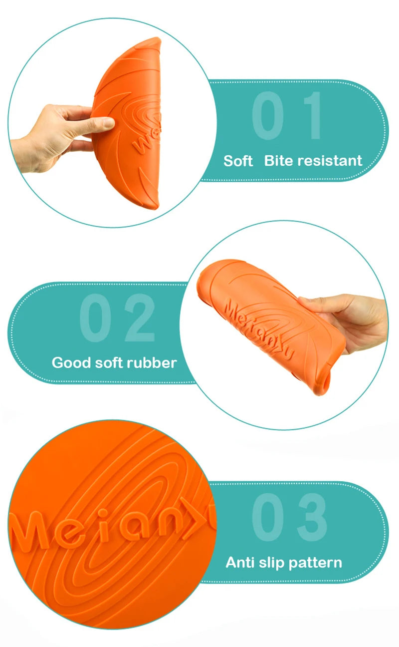 Dog Toy Silicone Flying Disc Fashion Multicolor Resistant Chew Toy Puppy Outdoor Game Trainning Interactive Supplies