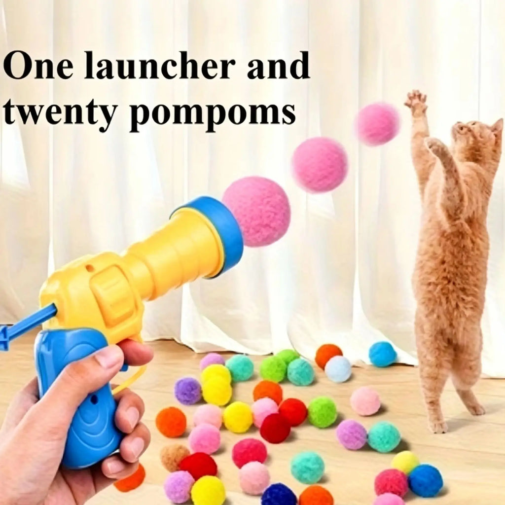 21-piece cat playset: includes 1 transmitter and 20 plush balls in random colors, perfect as an interactive toy for indoor cats