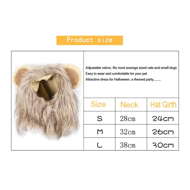 Funny Lion Mane Pet Wig – Cute Cat & Dog Costume Hat for Cosplay, Parties & Photoshoots