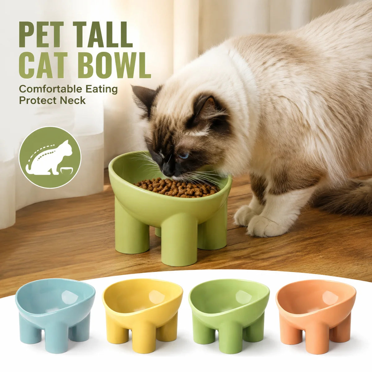 PurrElevate™ Raised Cat Bowls – Angled Food & Water Feeder for Indoor Cats