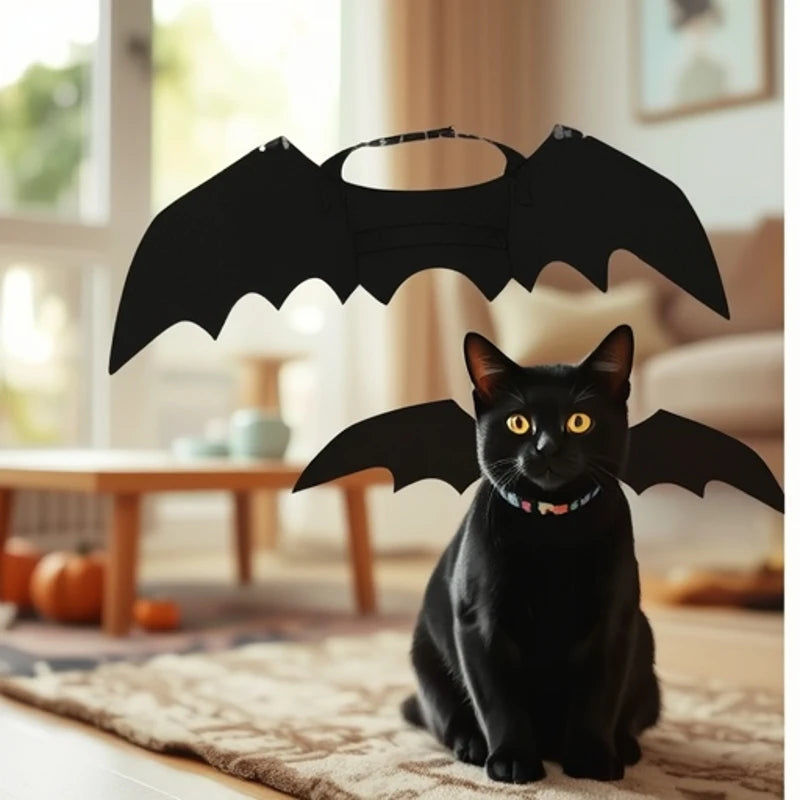 Adjustable batwing wing costume, soft polyester material, cute cosplay outfit for cats, small dogs, Halloween party