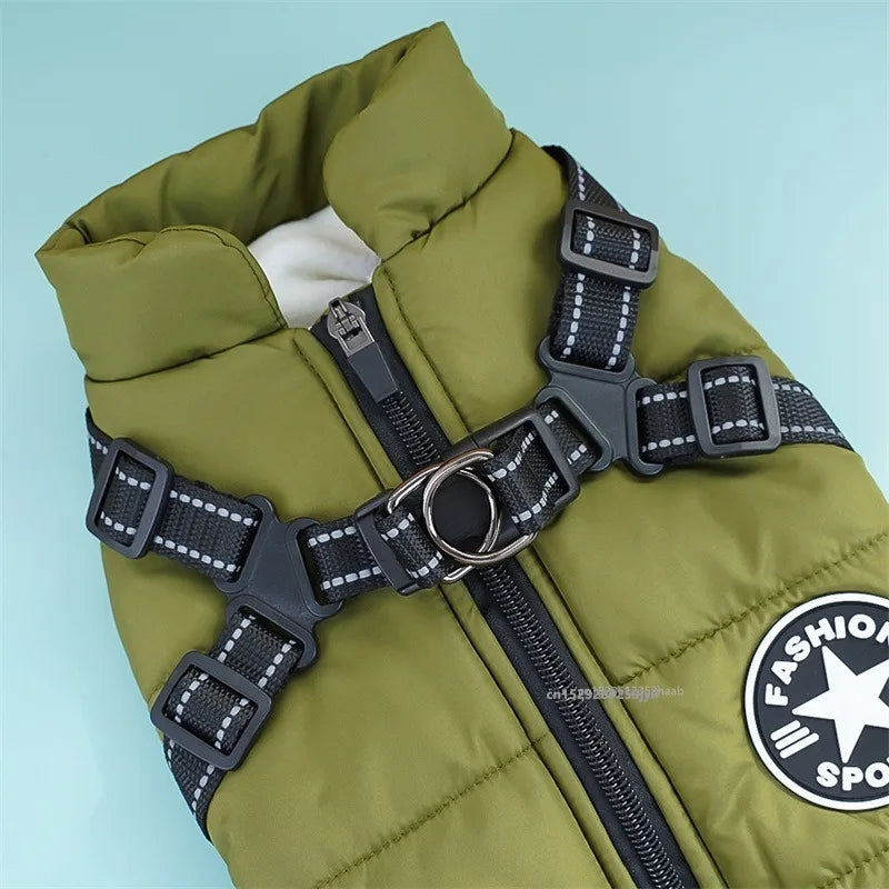Waterproof Dog Coat with Harness – Warm Winter Vest for Small & Large Dogs