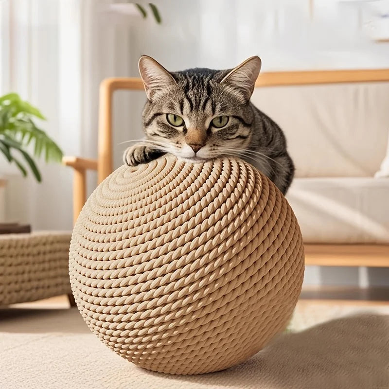 Large sisal cat ball, interactive self-entertaining scratching post, chew and teeth cleaning toy for kittens, indoor cats