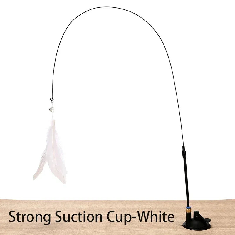 PurrStick™ Suction Cup Cat Teaser – Interactive Feather Wand & Bell Toy