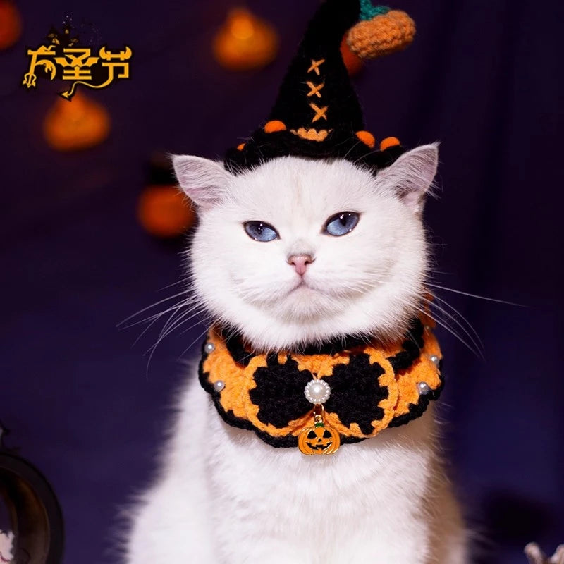Cute Halloween Cat Collar – Kawaii Scarf Costume for Cats