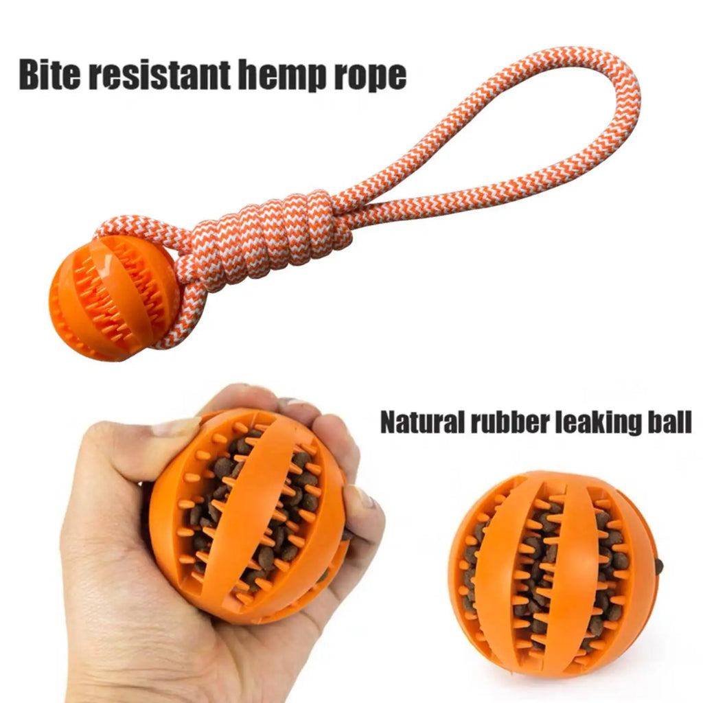 Dog Toy Bite-resistant cotton rope Handheld treat ball for teeth cleaning and training, interactive educational toy ball
