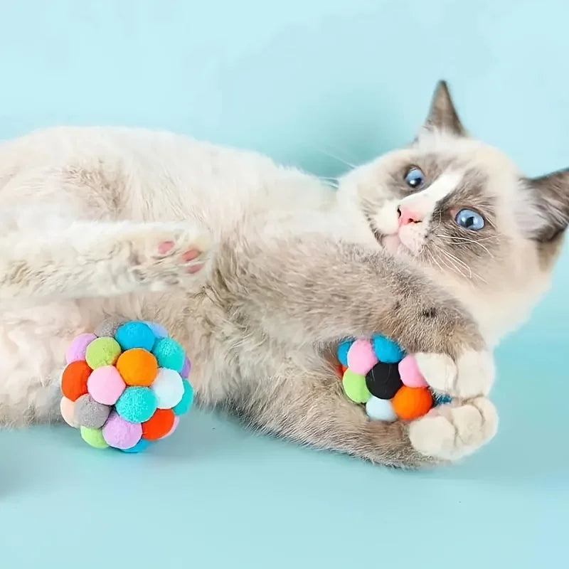 2 pieces/5 pieces cat ball toy elastic bell ball self-entertainment ball teaser for cats suitable for indoor cats and kittens chew toy random color