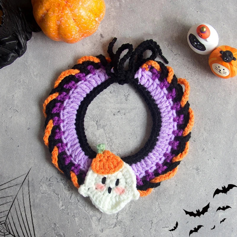 Cute Halloween Cat Collar – Kawaii Scarf Costume for Cats