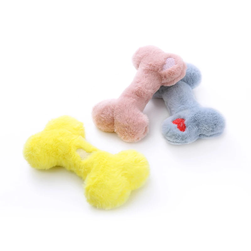 Cute love bone plush singing dog toy with BB called teeth grinding bite resistant interactive play pet supplies