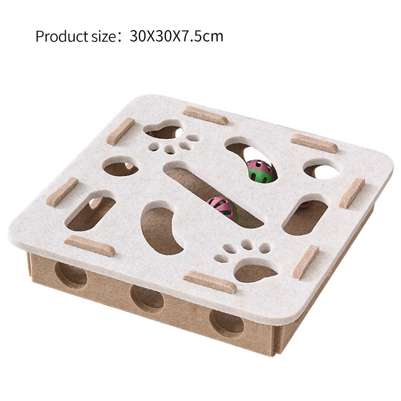 PurrMaze™ Interactive Cat Puzzle Box – Felt Maze, Tunnel & Bell Ball Toy